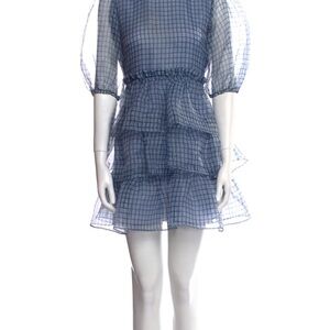Ganni Blue Grid Mini Dress